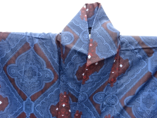  大正ロマン　菱華紋模様単衣着物